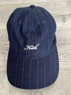 KITH Women's Script Navy Pinstripe Adjustable Strapback Baseball Cap Not worn!